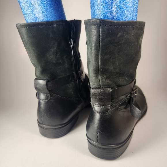 ECCO Women's Biker Boots 37 / 6 Black Leather Moto Ankle Bootie Shoe - Picture 4 of 13